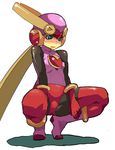  bad_id bad_pixiv_id blonde_hair blue_eyes blush bodysuit boots gloves kotoyama leotard pink_bodysuit pink_footwear pink_leotard rockman rockman_exe roll_exe solo squatting thighhighs 