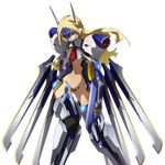  blazblue blazblue:_continuum_shift blonde_hair blue_eyes long_hair mu-12 navel official_art revealing_clothes solo transparent_background 