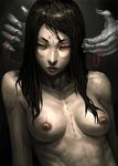  black_hair breasts copyright_request dcwj facepaint lips medium_breasts nipples nose scar stitches topless zombie 
