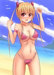  bad_id bad_pixiv_id beach bikini blonde_hair cameltoe copyright_request day long_hair picolumi red_eyes solo swimsuit twintails 