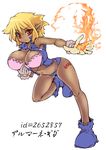  armpits bad_id bad_pixiv_id blonde_hair breasts copyright_request dark_skin fire large_breasts navel solo yukishiki_shilfi 