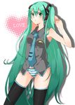  aqua_eyes aqua_hair bad_id bad_pixiv_id hatsune_miku long_hair necktie panties solo striped striped_panties thighhighs twintails underwear very_long_hair vocaloid yuiko 