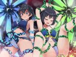  2girls absurdres antennae armpits arms_up babydoll bare_arms bare_legs black_hair blue_eyes bra breasts cellien_(kemono_friends) closed_eyes collarbone commentary_request frilled_bra frilled_panties frills front_slit head_wings highres imminent_rape kemono_friends large_breasts lingerie multiple_girls navel open_mouth panties pussy_juice restrained shiraha_maru short_hair spread_legs superb_bird-of-paradise_(kemono_friends) tears tentacles tentacles_under_clothes underwear underwear_only western_parotia_(kemono_friends) 