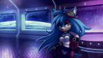  16:9 2018 anthro black_nose blue_body blue_hair closed_smile clothed clothing dated eulipotyphlan eyelashes eyewear eyewear_on_head fan_character female front_view futuristic glistening glistening_eyes glistening_nose goggles goggles_on_head green_eyes hair hedgehog inside looking_aside mammal mouth_closed mylafox narrowed_eyes portrait red_clothing sega signature smile smirk solo sonic_the_hedgehog_(series) standing tan_body three-quarter_portrait white_clothing widescreen 