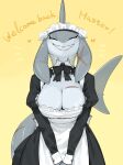  absurd_res anthro breasts clothed clothing female fish hi_res kame_3 maid_uniform marine shark smile solo teeth uniform 