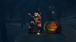  3d_(artwork) anthro breasts clothing digital_media_(artwork) female fish glowing glowing_markings hair halloween headgear hi_res holidays hybrid in_heat_(game) jack-o&#039;-lantern marine markings misty_(in_heat) monsterbox pirate_outfit shark short_stack simple_background size_difference smaller_female solo spider26 video_games 