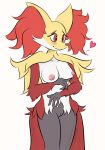  animal_humanoid anthro areola black_body black_fur blush breasts delphox female fur generation_6_pokemon genitals hi_res humanoid inner_ear_fluff koochierara mammal mammal_humanoid medium_breasts nintendo nipples pink_areola pink_nipples pokemon pokemon_(species) pussy red_body red_fur smile solo standing tuft video_games white_body white_fur yellow_body yellow_fur 