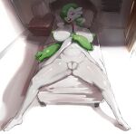  absurd_res areola bed bedroom breasts female furniture gardevoir generation_3_pokemon genitals green_body hi_res humanoid lying menyang narrowed_eyes navel nintendo nipples on_back on_bed open_mouth pokemon pokemon_(species) pussy red_eyes solo spread_legs spreading video_games white_body 