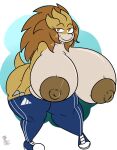  adidas anthro big_breasts breasts brown_nipples claws clothed clothing female generation_1_pokemon hi_res huge_breasts huge_nipples hyper hyper_breasts looking_at_viewer nintendo nipples pokemon pokemon_(species) sandpancake sandslash solo super_retrotredo topless topless_female video_games 