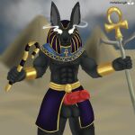  animal_genitalia animal_penis anthro anubis canine_penis deity egyptian_mythology forbiddenlight genitals hi_res male middle_eastern_mythology mythology penis solo 