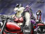  anthro biker canid canine dragon duo female fugueraven male mammal nipple_outline tagme 