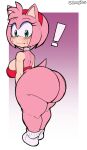  absurd_res amy_rose anthro big_butt bottomless breasts butt clothed clothing dongitos eulipotyphlan female hedgehog hi_res huge_butt mammal sega solo sonic_the_hedgehog_(series) thick_thighs 