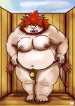  animal_humanoid anthro bottomwear breasts clothing fatfur felid felid_humanoid fur furryart genitals hi_res humanoid kemono lifewonders lion_humanoid looking_at_viewer male mammal mammal_humanoid moobs nipples overweight overweight_anthro overweight_male pantherine pantherine_humanoid penis red_panda_mirr simple_background small_penis solo speedo swimwear tokyo_afterschool_summoners vapula_(tas) video_games 