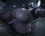  3d_(artwork) alien anus backsack balls big_butt butt circumcised digital_media_(artwork) genitals head_on_hand hi_res huge_butt humanoid_genitalia looking_at_viewer looking_back lying male mass_effect morethreedee muscular muscular_male not_furry nude on_side penis pose selfie solo thick_thighs turian video_games wide_hips 