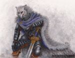  anthro armor blaidd_(elden_ring) by-nc-nd canid canine canis clothed clothing creative_commons elden_ring fromsoftware fur hi_res hunterbeinghunted male mammal melee_weapon solo sword video_games warrior weapon wolf 