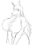  anthro big_breasts breasts canid canine canis clothing domestic_dog female hair hi_res huge_breasts hunting_dog kemofujin kemofujin_(comic) line_art long_hair looking_away mammal momijizx sketch solo tagme 