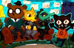  alligator alligatorid anthro canid canine canis crocodilian cycadaacolyte domestic_cat domestic_dog felid feline felis female friends furniture group group_picture male mammal night_in_the_woods on_sofa reptile scalie sitting sitting_on_sofa sofa ursid video_games 
