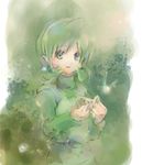  dinef fairy green_eyes green_hair green_hairband hairband instrument ocarina pointy_ears saria short_hair smile solo the_legend_of_zelda the_legend_of_zelda:_ocarina_of_time 