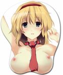  alice_margatroid beegle blonde_hair blue_eyes breast_mousepad breasts hairband large_breasts mousepad nipples short_hair solo touhou 