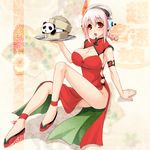  bamboo_steamer breasts cleavage headphones kouki_kuu large_breasts legs nitroplus panda solo super_sonico white_hair 