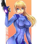  bad_id bad_pixiv_id blonde_hair blue_eyes bodysuit breasts curvy gun highres large_breasts long_hair metroid metroid:_other_m narrow_waist ponytail ran_komomo samus_aran skin_tight solo turtleneck weapon wide_hips zero_suit 