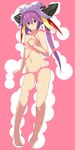  barefoot blue_eyes blush bubble_filter earrings feet flat_chest hair_ornament jewelry legs long_hair nude purple_hair sangokushi_taisen shoohee solo touhaku twintails 