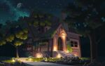  animated animated_gif fireflies lantern moon night night_sky no_humans original outdoors pixel_art scenery setamo_map shooting_star sky stairs star_(sky) starry_sky stone_walkway tree 