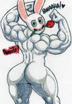  2022 ambiguous_gender anthro back_muscles biceps big_butt buckteeth butt flower flower_in_mouth lagomorph leporid looking_at_viewer looking_back looking_back_at_viewer mammal meme muscular muscular_anthro muscular_thighs parasitedeath plant rabbid rabbit raving_rabbids rayman_(series) rose_(flower) rose_in_mouth smile solo teeth thick_thighs traditional_media_(artwork) ubisoft video_games 