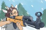  aiming bovid caprine female furufoo goat gun hi_res horn human kemono mammal ranged_weapon rifle sks snow weapon 