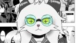  anthro black_horn bovid caprine cheek_tuft clothing comic cross_pupils cursed_image emergence eyewear facial_tuft fur glasses hi_res horn humanoid male mammal manga meme miyang miyang_draws! school_uniform tuft uniform white_body white_fur worried yellow_eyes 