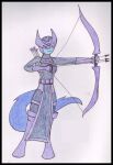  anthro archer archer_bodkin archery arrow_(weapon) biped clothed clothing crossover equid equine female friendship_is_magic hasbro hawkeye horse mammal marvel my_little_pony pony ranged_weapon reddragonkan solo superhero the_avengers traditional_media_(artwork) weapon 
