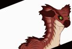  ambiguous_gender animated dragon english_text fangs feral frill_(anatomy) glistening glistening_eyes head_crest head_frill khyaber looking_at_viewer mouth_closed neck_frill pupils red_body short_playtime simple_background slit_pupils solo striped_neck tan_body text unsigned 