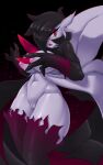  2022 absurd_res big_breasts breasts clothing digital_media_(artwork) eyebrows eyelashes faejunkie female fingers gardevoir generation_3_pokemon genitals hair hi_res humanoid legwear nintendo not_furry open_mouth pokemon pokemon_(species) pussy simple_background solo video_games 