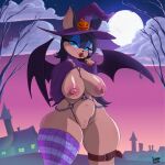  absurd_res anthro areola breasts candy chiropteran clothing dessert female food genitals hat headgear headwear hi_res legwear lian_(artist) lollipop mammal nipples pussy rouge_the_bat sega solo sonic_the_hedgehog_(series) thick_thighs thigh_highs witch_hat 