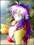  2005 anthro beach beverage bikini breasts canid canine cleavage clothed clothing cloud digital_drawing_(artwork) digital_media_(artwork) eyebrows female fox fur glass hair ice_cube long_hair mammal mark_haynes orange_juice outside photo_background pivoted_ears purple_eyebrows purple_hair red_bikini red_bikini_top sand sea seaside sky solo sonia_(rukaisho) straw straw_in_mouth sun_glare swimwear water yellow_body yellow_eyes yellow_fur 