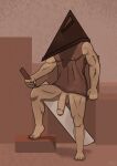  armor bottomless box clothed clothing container erection foreskin genitals headgear helmet hi_res human human_only konami lewd_latte male mammal mask melee_weapon not_furry pantsless penis pyramid_head_(silent_hill) silent_hill solo sword video_games weapon 