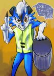  ambus_(grimart) anthro blue_body blue_fur canid canine claws clothed clothing dialogue digital_media_(artwork) english_text fur generation_7_pokemon gesture grabbing green_clothing green_topwear green_vest hair hi_res looking_at_viewer lycanroc male mammal metrosaurus midnight_lycanroc multicolored_body multicolored_fur nintendo pointing pointing_at_viewer pokemon pokemon_(species) simple_background solo speech_bubble text topwear trash_can two_tone_body two_tone_fur vest video_games white_hair 