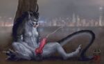  abs altagrin animal_genitalia animal_penis anthro balls big_penis blue_eyes blue_markings bodily_fluids canid canine canine_penis city city_background colored cum cum_on_penis cum_string cumshot detailed digitigrade ejaculation feet fuzzy_balls fuzzy_tail genital_fluids genital_piercing genitals grass grey_body hi_res holding_knot horn knot long_tail looking_at_genitalia looking_at_penis male mammal mane markings masturbation messy_mane muscular nude penis piercing plant prick_ears ridged_penis shaded sharp_teeth sitting smile solo spread_legs spread_toes spreading teeth toes tongue tongue_out tree two-handed_masturbation were werecanid werecanine werewolf white_body 