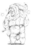  2_horns anthro big_butt black_nose bodily_fluids bovid bulge butt butt_focus caprine clothed clothing demigod e_karing erection eyebrows grumpy horn jockstrap league_of_legends looking_at_viewer looking_back looking_back_at_viewer male mammal mature_anthro mature_male monochrome mostly_nude musclegut muscular muscular_male musk_clouds ornn_(lol) presenting presenting_hindquarters riot_games short_tail simple_background sketch skimpy solo standing sweat sweatdrop sweaty_butt tail_tuft thick_eyebrows tuft turned_away underwear video_games 