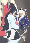  2020 anthro black_body black_nose blush bodily_fluids canid canine canis cum duo ejaculation eyes_closed gang_orca genital_fluids genitals grey_body hi_res humanoid_hands kemono male male/male mammal my_hero_academia nakadashimashta penis sex wolf 