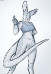  anthro audrey_(lizet) bottomless bra clothed clothing digitigrade erect_nipples female hi_res kangaroo lizet macropod mammal marsupial monochrome nipples pouch_(anatomy) sketch_page solo sports_bra underwear 