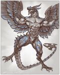  1:1 2022 4_toes 5_fingers abs acnologia_(fairy_tail) anthro artist_name biceps biped black_body black_scales blue_body bottomwear clothing digital_media_(artwork) digitigrade dragon fairy_tail feathers feet fingers greyscale hi_res male monochrome multicolored_body multicolored_scales muscular muscular_anthro muscular_male nude pecs scales simple_background solo taran_fiddler toes two_tone_body two_tone_scales were weredragon white_body white_scales wings 