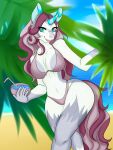  2022 anthro beach beverage big_breasts big_butt bikini bikini_bottom bikini_top blue_ears blue_eyes blue_horn blurred_background blurred_foreground bowl breasts butt chamomilearts clothed clothing colored container curvaceous curvy_figure digital_drawing_(artwork) digital_media_(artwork) equid equine equine_ears eyelashes felid female fingers food full-length_portrait fur fur_markings grey_body grey_fur hair hi_res horn huge_breasts huge_butt kaena_the_classical_unicorn leopard mammal markings multicolored_body multicolored_fur navel open_mouth outside palm_tree pantherine pink_bikini pink_bikini_bottom pink_bikini_top pink_clothing pink_hair pink_swimwear plant portrait seaside smile solo spots spotted_body spotted_fur spotted_markings swimwear teeth thick_thighs tongue tree unicorn voluptuous water wavy_hair white_body white_fur wide_hips 