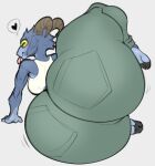  &lt;3 anthro big_butt blep blue_body bottomwear bovid breasts butt caprine clothing denim denim_clothing epic_games female fortnite goat hooves horn huge_butt huge_thighs hyper hyper_butt jeans lying mammal on_side pants pilgor_(goat_simulator) shirt smile solo starreuges tank_top thick_thighs tongue tongue_out topwear video_games yellow_sclera 