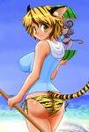  animal_ears animal_print ass bikini blonde_hair breasts chibi food fruit grey_hair highres in_food jewelry kemonomimi_mode large_breasts looking_back minigirl mouse_ears mouse_tail multiple_girls nazrin nushin_(nishin-dou) pendant red_eyes sazae-san short_hair side-tie_bikini swimsuit tail tiger_ears tiger_print tiger_tail toramaru_shou touhou watermelon yellow_eyes 