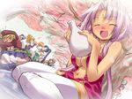  :d ^_^ ^o^ artist_request bachou blush breasts center_opening cherry_blossoms cleavage closed_eyes drunk dutch_angle head_tilt holding kakouton kan'u kannei koihime_musou large_breasts multiple_girls nose_blush open_mouth plant rikuson shokatsuryou smile solo_focus sonken sonshoukou sousou spring_(season) thighhighs tree vase 