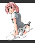  ass blush butt_crack highres original panties pink_hair solo thighhighs underwear uzura_no_tamago white_legwear 