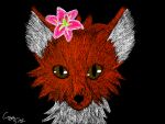  2022 4:3 brown_eyes canid canine crown_(artist) digital_media_(artwork) flower fox fur lily_(flower) looking_at_viewer mammal mouth_closed plant red_body red_fur signature solo whiskers white_body white_fur 