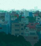  animated animated_gif cityscape day ground_vehicle no_humans original outdoors pixel_art rain scenery toyoi_yuuta train 