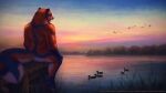  2019 ambient_bird anatid anseriform anthro avian bird black_nose blue_body blue_eyes blue_fur blurred_foreground butt dated duck feral fur glistening glistening_eyes glistening_nose grass group male mammal mylafox nude nurko open_mouth orange_body orange_fur outside overweight overweight_anthro overweight_male plant rear_view signature sitting sky solo_focus text url ursid white_body white_fur 